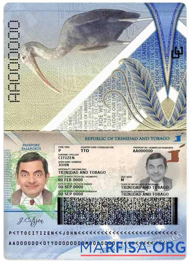 Blank Trinidad and Tobago passport example